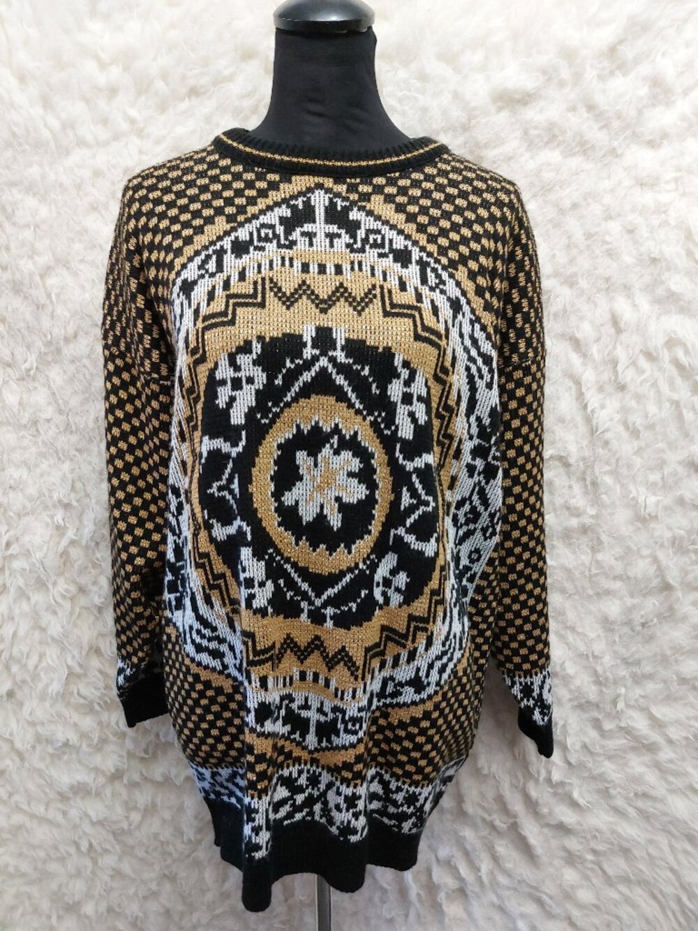 Vintage Sweaters by Jolie Black & Metallic Gold Sweater 20W/40